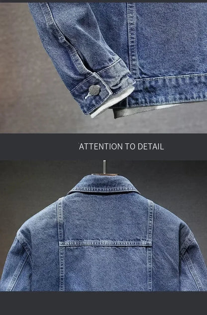 Mens Denim Jackets Spring Autumn Male Coats Turn-down Collar Single Breasted Slim Pockets Outerwear Top Clothes Mens Denim