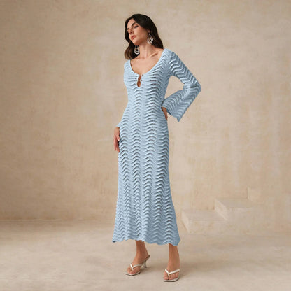 2025 Dress Women Female Clothing Fashion Elegant EveningBeach Dress Solid Color Sexy Knit Beach Bikini Swimsuit Cover Up Sunwear